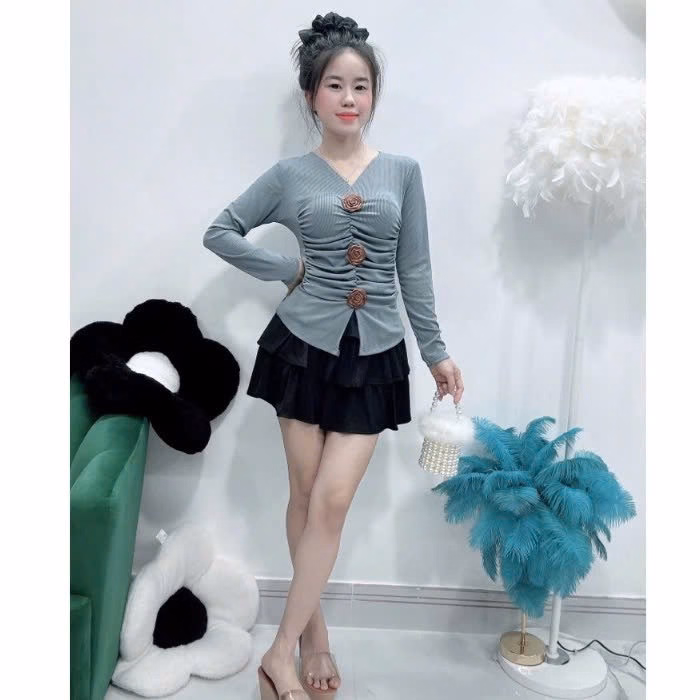Áo Thun Tay Dài Đính 3 Bông Thời Trang Siêu Xinh Gk - Be Yourself - Ảnh 7