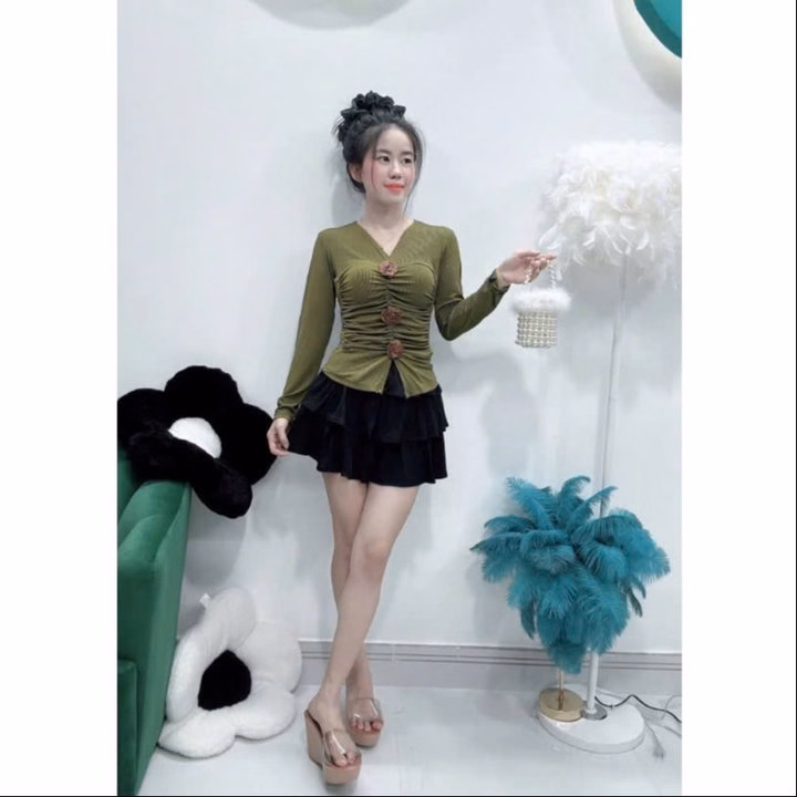 Áo Thun Tay Dài Đính 3 Bông Thời Trang Siêu Xinh Gk - Be Yourself - Ảnh 9