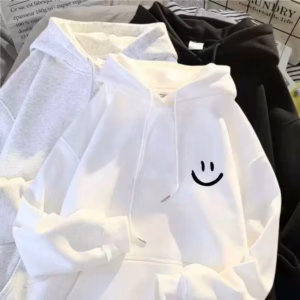 Xả Lô Áo Hoodie Zip Mũ 2 Lớp Form Rộng Unisex Hình Mặt Cười