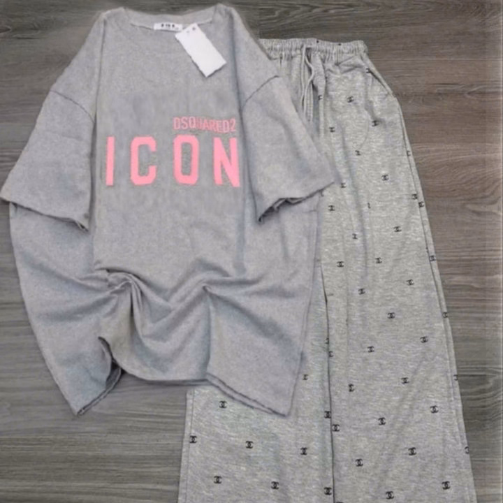 Tổng Hợp Các Mẫu Quần Ống Rộng Cạp Cao + Mix Áo Phông Form Rộng Chữ -Icon Xám - Ảnh 6