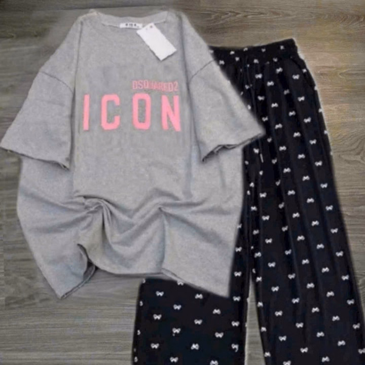 Tổng Hợp Các Mẫu Quần Ống Rộng Cạp Cao + Mix Áo Phông Form Rộng Chữ -Icon Xám - Ảnh 9