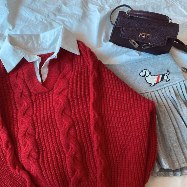 Áo Len Dài Tay Phối Cổ Sơ Mi Họa Tiết Vặn Thừng Dành Cho Bạn Nữ Slcxa247 - Chipxinhxk - Ảnh 10