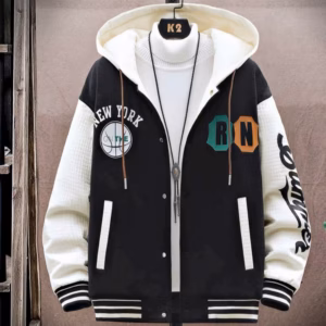 Áo Khoác Nỉ Bóng Chày Bo Sọc In Chữ Rn Unisex Nam Nữ Phối Mũ Khác Màu Ut11 - Phương Store