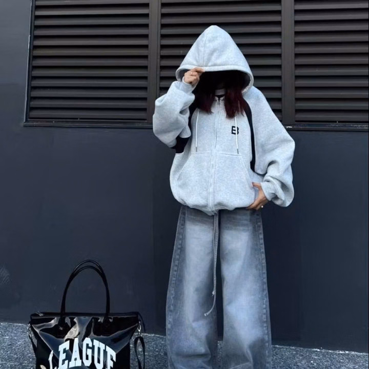 Áo Hoodies Nỉ Bông Form Rộng Boxy Thêu Belly Bear Unisex Khoá Zip Nón To Unsiex Nam Nữ Trẻ Trung Mẫu Mới - Tp63 - Ảnh 4