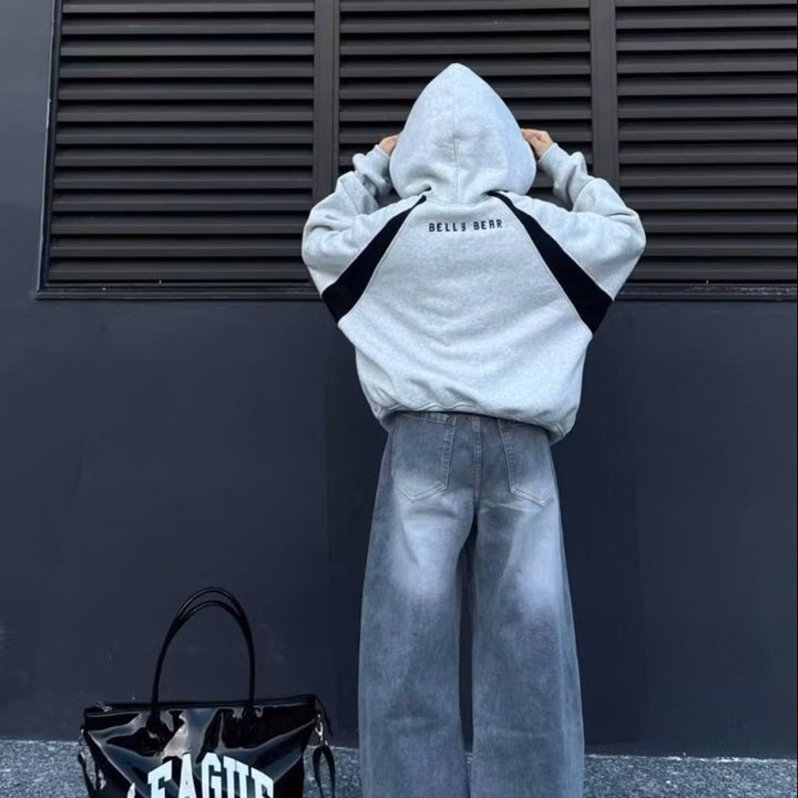 Áo Hoodies Nỉ Bông Form Rộng Boxy Thêu Belly Bear Unisex Khoá Zip Nón To Unsiex Nam Nữ Trẻ Trung Mẫu Mới - Tp63 - Ảnh 5