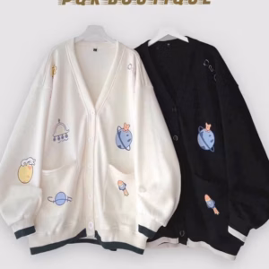 Áo Khoác Cadigan Vải Nỉ Ngoại In Hình Các Hanh Tinh Bo Dệt Unisex Nam Nữ Tp80 - Golden Dream