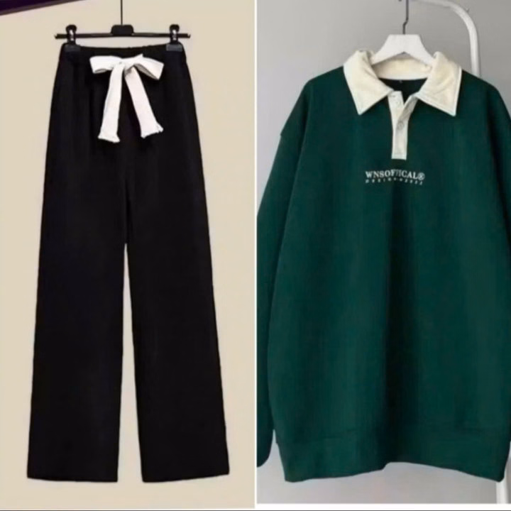 Sét Bộ Quần Ống Rộng Dây To + Mix Áo Thu Đông - Ảnh 2