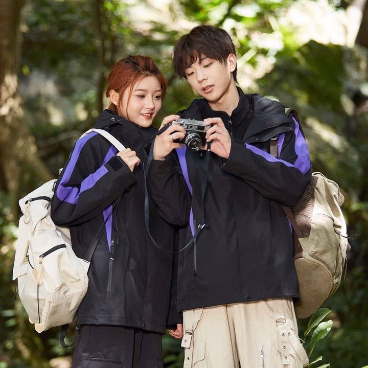 Áo Khoác Dù Nữ 2 Lớp Sọc Tay Cổ Cao Có Nón Trùm Đầu Dây Rút Phong Cách Hàn Quốc Hàng Đẹp Chống Nước - Tp738 - Ảnh 3