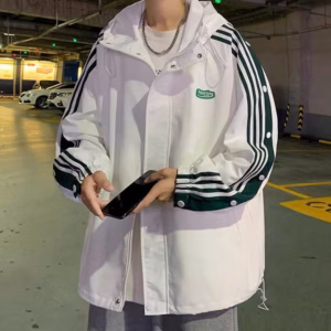 Áo Khoác Dù Unisex Nam Nữ Phối Sọc Tay Có Cúc Và Dây Rút Gấu Ut434 - Phương Store