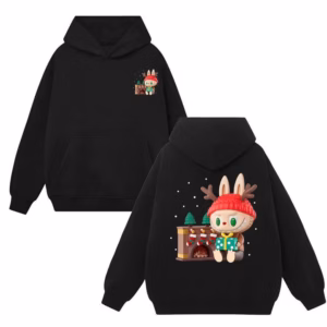 Áo Hoodie Unisex Nam Nữ Vải Nỉ Ngoại In Hình Labubu Noel Phối Túi Bụng Tp499 - Golden Dream