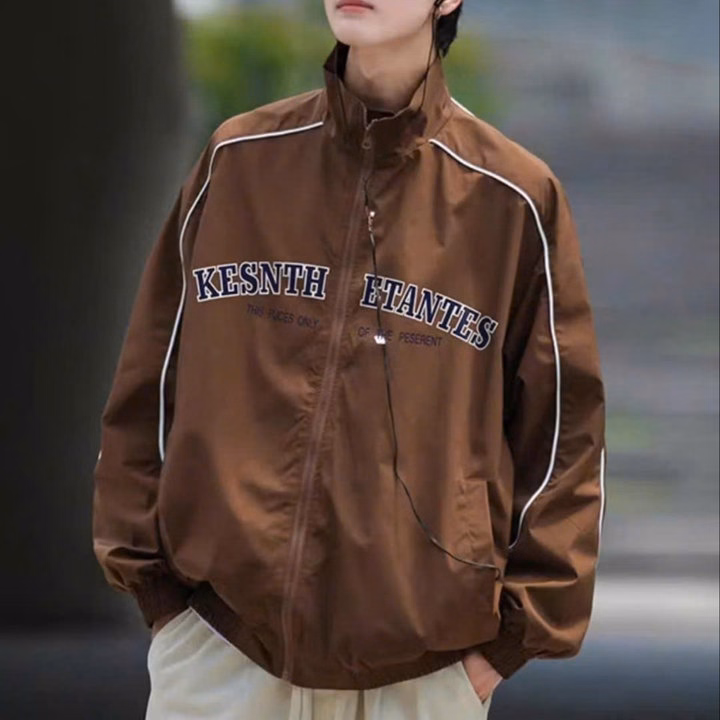 Áo Khoác Dù Cổ Bẻ 2 Lớp Form Rộng Unisex Nam Nữ Phối Viền Mí Tay In Chữ Kesn Tp644 - Phương Store - Ảnh 6