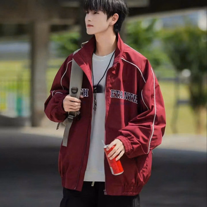 Áo Khoác Dù Cổ Bẻ 2 Lớp Form Rộng Unisex Nam Nữ Phối Viền Mí Tay In Chữ Kesn Tp644 - Phương Store