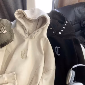 Áo Hooodie Vải Nỉ Dày Dặn Unisex Nam Nữ Thêu Chữ D Phối Cúc Bấm Mũ Như Hình Form Rộng Tp334 - Phương Store