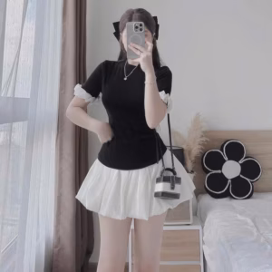 Set Áo Phối Viền Tay Chân Váy Bí - Lê Phương Boutique