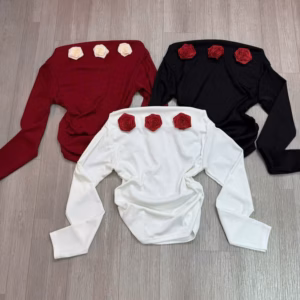 Áo Bẹt Vai Nhún Sườn Đính Hoa - Lê Phương Boutique