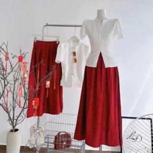 Sét Đầm Váy Nữ Áo Xốp Cổ Tàu Phối Váy Tơ 2 Lớp Đi Chơi Tết, Chơi Noel Đều Đẹp Tp20 - Golden Dream