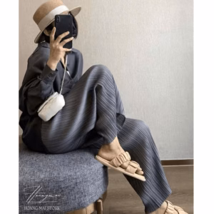 Quần Suông Ống Rộng Dập Ly Hàn Quốc - Hoàng Mai Fashion