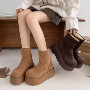 Bốt Nữ Mirasu - Cổ Chui Tiện Lợi, Da Lộn Lót Lông Siêu Dày, Phong Cách Thời Thượng - Pipi Store