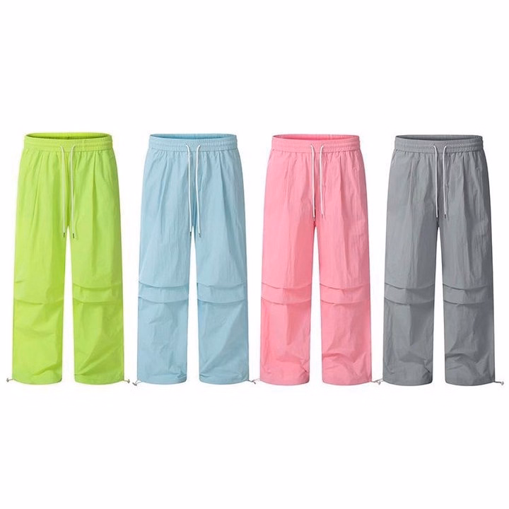 Quần Dài Nam Nữ Cặp Đôi Chất Liệu Dù Gió Nhăn Chống Nước Cá Tính - Htm Fashion