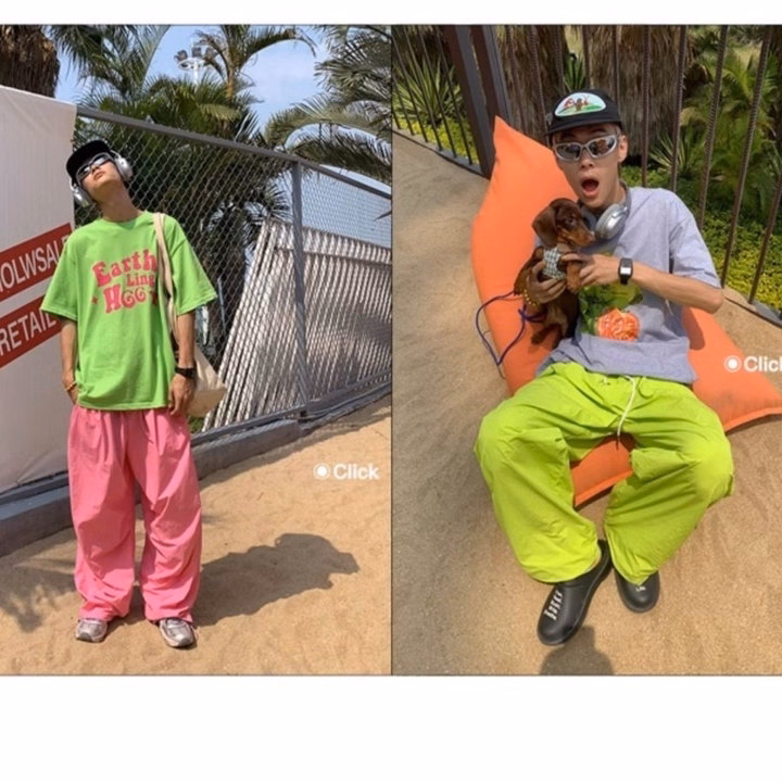 Quần Dài Nam Nữ Cặp Đôi Chất Liệu Dù Gió Nhăn Chống Nước Cá Tính - Htm Fashion - Ảnh 7