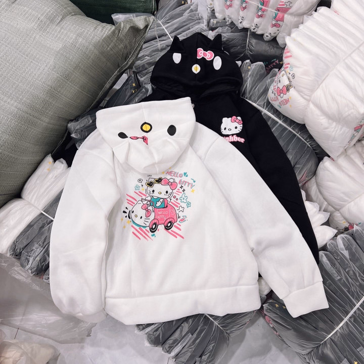 Áo Hoodie Nữ In Hình Mèo Eitnhbor Hello Kitty Siêu Đẹp - Htm Fashon - Ảnh 4