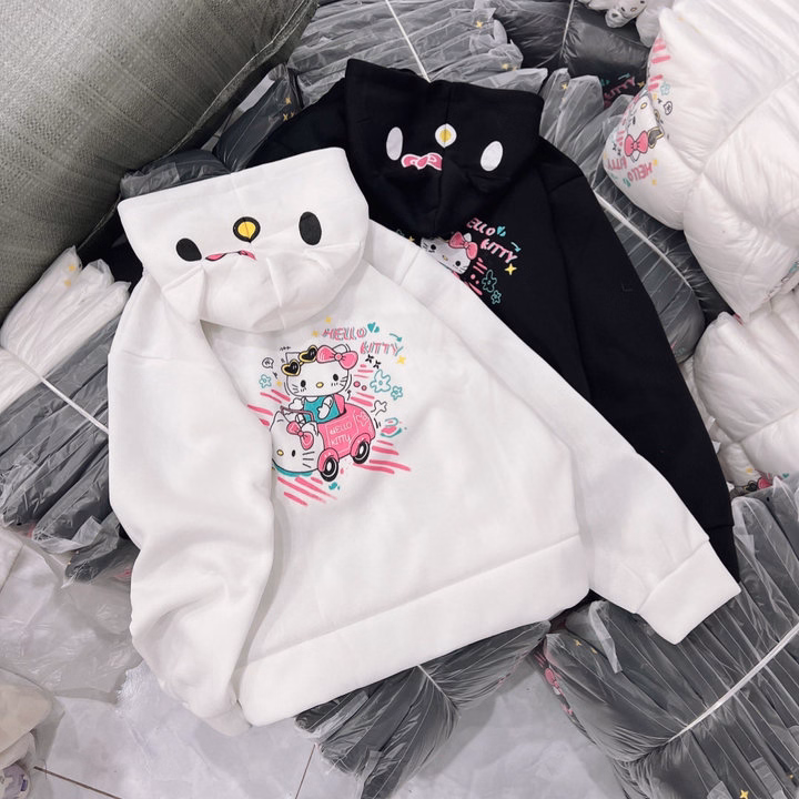 Áo Hoodie Nữ In Hình Mèo Eitnhbor Hello Kitty Siêu Đẹp - Htm Fashon - Ảnh 5