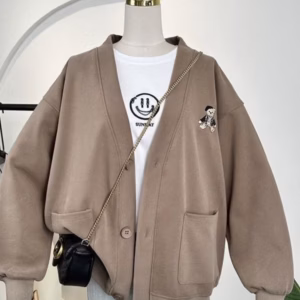 Áo Hoodie Nữ Nút Cài Họa Tiết Gấu Siêu Đẹp - Htm Fashion