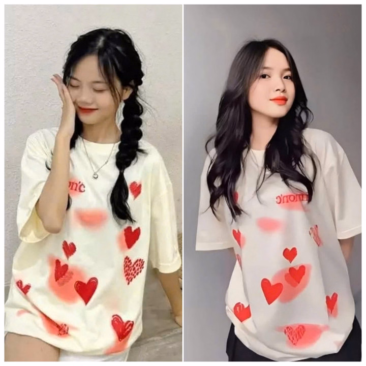 Sét Quần Ống Loe Umi + Mix Áo Phông Tim Be Form Rộng Tay Lỡ - Ảnh 2