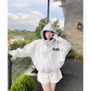 Áo Khoác Nỉ Form Boxy Unisex Nam Nữ Thêu Số 00:00 Phối Cúc Bấm Cổ Va11 - Golden Dream