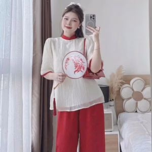 Xả Hàng Set Áo Tơ 2 Lớp Phối Quần Tuyết Nhung 2 Lớp Có Túi N12-Nana House