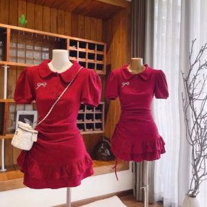 Đầm Trụ Cổ Sen Thêu Nơ Tầng Bẻo Có Quần Trong - Lê Phương Boutique