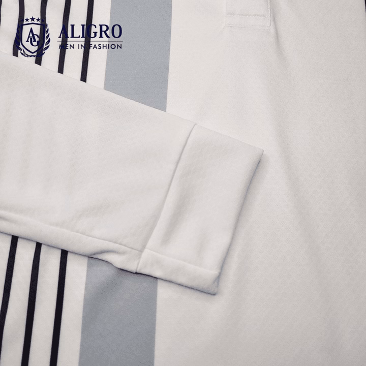 Áo Polo Dài Tay Nam, Áo Thun Dài Tay Aligro Có Cổ Họa Tiết Trắng Kẻ Sọc, Co Giãn Cao Cấp, Vải Mềm Mịn Thoáng Mát Algapd067 - Ảnh 7