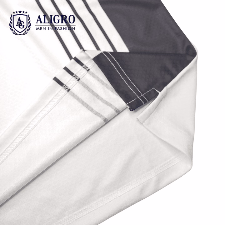 Áo Polo Dài Tay Nam, Áo Thun Dài Tay Aligro Có Cổ Họa Tiết Trắng Kẻ Sọc, Co Giãn Cao Cấp, Vải Mềm Mịn Thoáng Mát Algapd067 - Ảnh 6