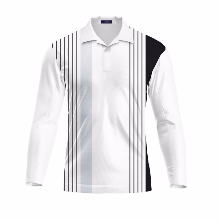 Áo Polo Dài Tay Nam, Áo Thun Dài Tay Aligro Có Cổ Họa Tiết Trắng Kẻ Sọc, Co Giãn Cao Cấp, Vải Mềm Mịn Thoáng Mát Algapd067 - Ảnh 2