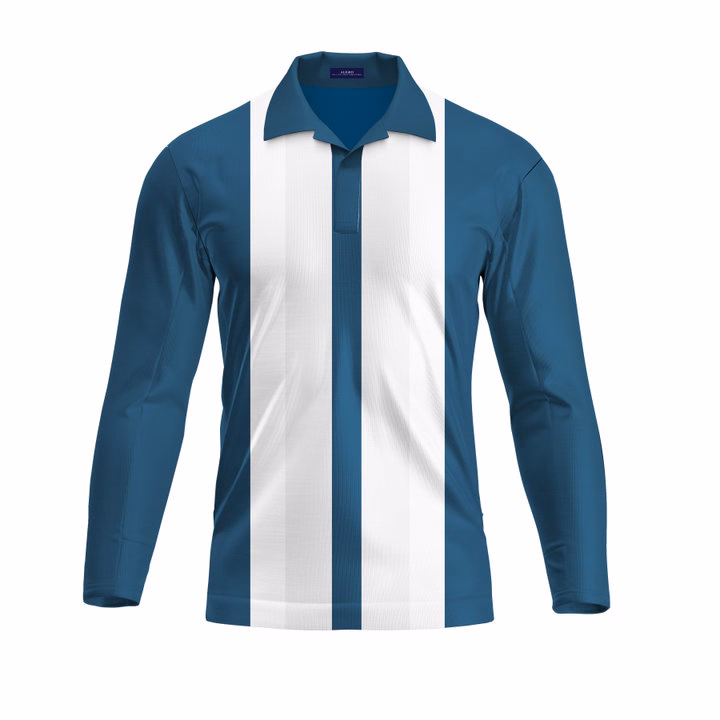 Áo Polo Dài Tay Nam, Áo Thun Dài Tay Aligro Có Cổ Họa Tiết Xanh Kẻ Sọc, Co Giãn Cao Cấp, Vải Mềm Mịn Thoáng Mát Algapd068 - Ảnh 2