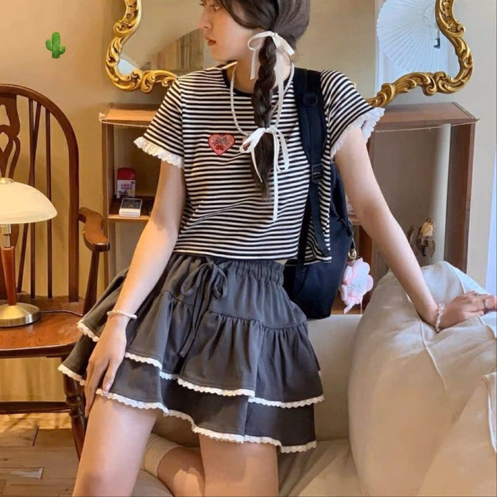 Chân Váy Tầng Phối Ren Nỉ Bông - Lê Phương Boutique - Ảnh 5