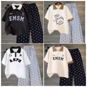 Tổng Hợp Các Sét Quần Ống Rộng Hoạ Tiết Nơ + Mix Áo Phông Polo Có Cổ Bẻ Mùa Hè Cộc Tay