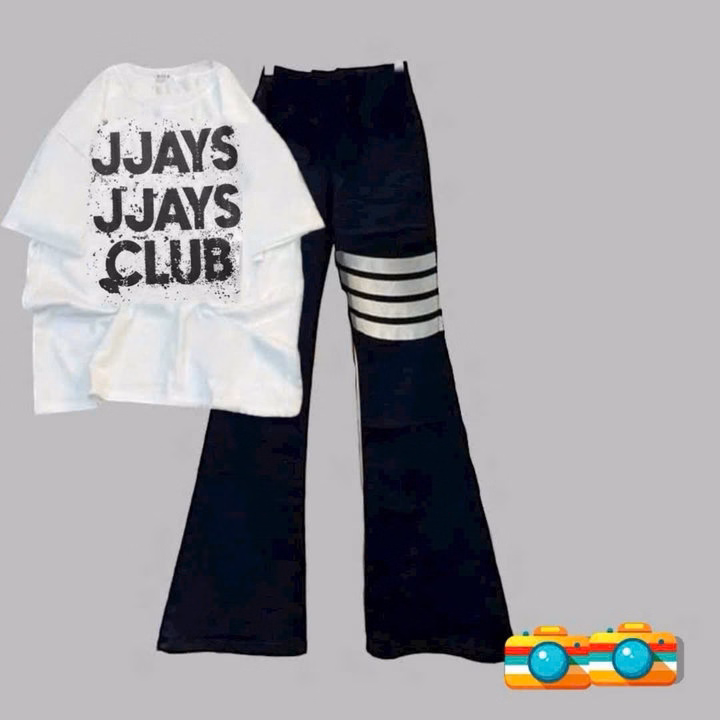 Set Quần Ống Loe Chất Umi + Mix Áo Phông Form Rộng Chữ Jjays Clubs - Ảnh 4