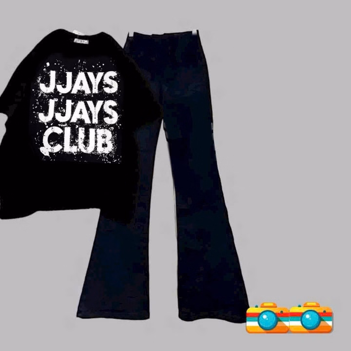 Set Quần Ống Loe Chất Umi + Mix Áo Phông Form Rộng Chữ Jjays Clubs - Ảnh 5