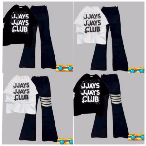 Set Quần Ống Loe Chất Umi + Mix Áo Phông Form Rộng Chữ Jjays Clubs