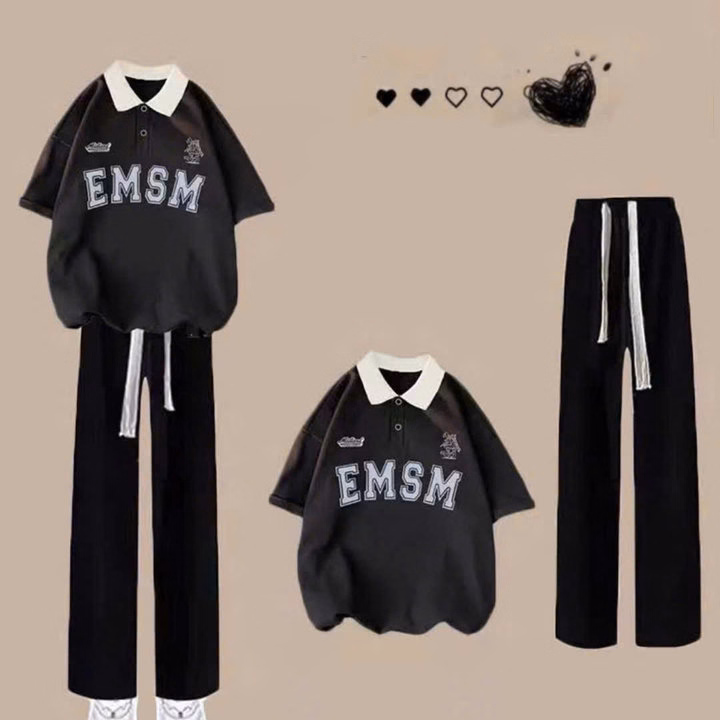 Sét Bộ Quần Ống Rộng Dây To + Mix Áo Phông Polo Cộc Tay Cổ Bẻ - Ảnh 2