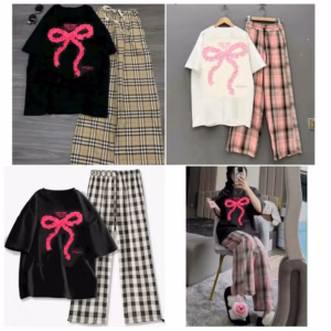 Tổng Hợp Các Set Quần Ống Rộng +Mix Áo Phông Nơ Rúm Form Rộng Tay Lỡ