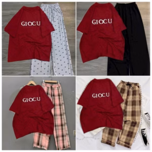 Tổng Hợp Các Sét Quần Ống Rộng + Mix Áo Phông Form Rộng Chữ- Giccu Đỏ