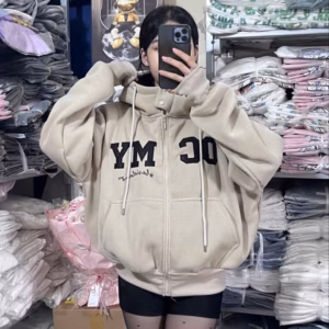 Áo Khoác Nỉ Form Rộng Unisex Nam Nữ Thêu Chữ Ocmy Có Nút Bấm Cổ Xịn Va22 - Phương Store