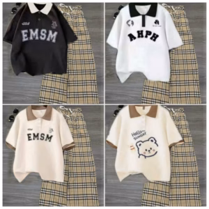 Tổng Hợp Các Sét Bộ Quần Ống Rộng Kẻ Caro+ Mix Kèm Áo Thun Polo Cổ Bẻ Form Rộng