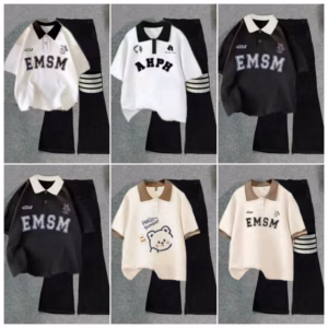 Tổng Hợp Các Sét Bộ Quần Ống Loe + Mix Áo Thun Polo Form Rộng Có Cổ Bẻ