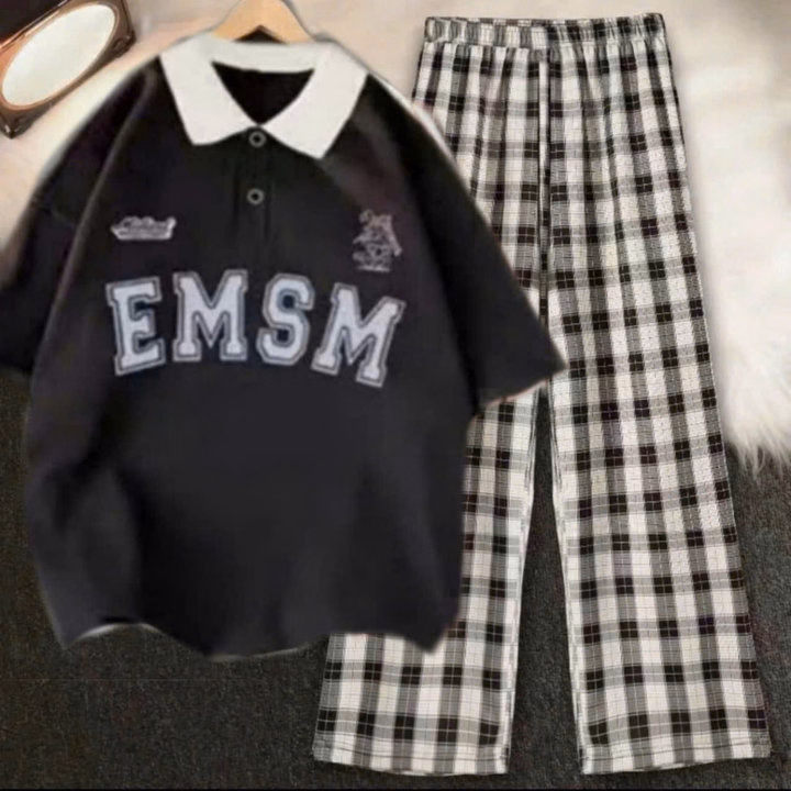 Tổng Hợp Các Sét Bộ Quần Kẻ Caro Đen + Mix Áo Thun Polo Có Cổ Bẻ Form Rộng - Ảnh 5