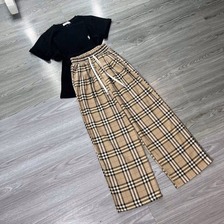 Set Bộ Quần Caro Bbr Vàng + Mix Áo Ngựa Thêu Thuỷ Thủ