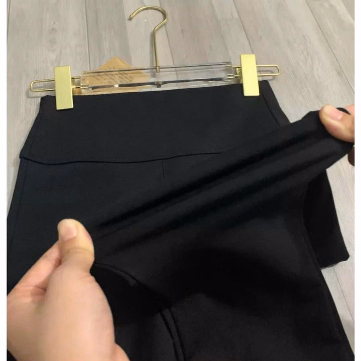 Set Quần Ống Loe Trơn + Mix Áo Phông Thụng Cổ Tim Trơn Chất Su - Ảnh 3