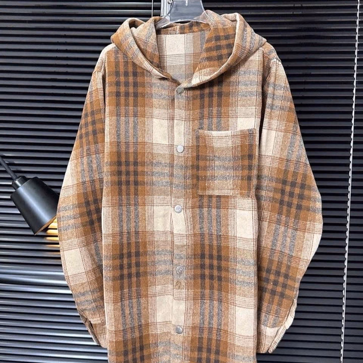 Áo Khoác Nỉ Sơ Mi Nam Nữ Caro Có Nón Chống Nắng Hot Trend - Htm Fashion - Ảnh 5